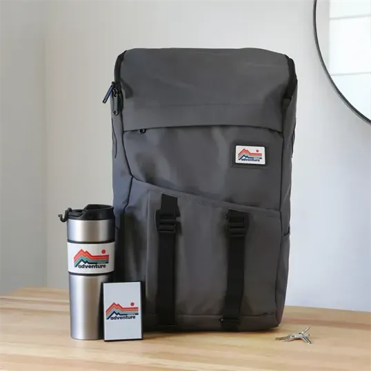 OrigAudio Grab & Go Kit with Recycled Backpack, French Press, and Powerbank