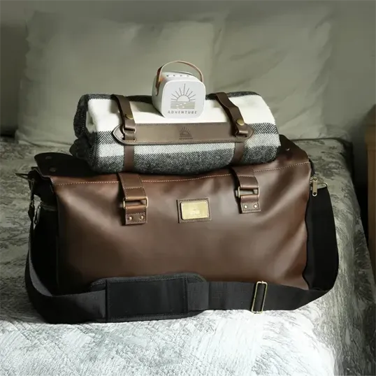 OrigAudio Getaway Kit with Danville Duffel, Elliston Blanket, and Terratone Speaker