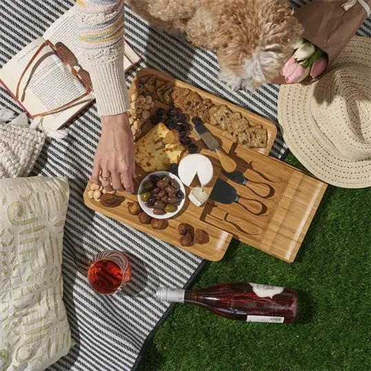Twine Four-Piece Bamboo Cheese Board and Knife Set