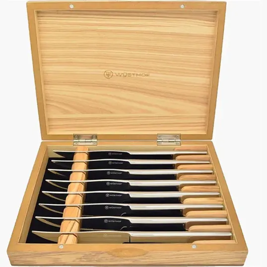 Wusthof 8-Piece Steak Knife Set with Olivewood Chest