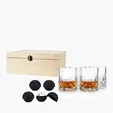 Viski Crystal Liquor Glass and Ice Sphere Wood Box Set