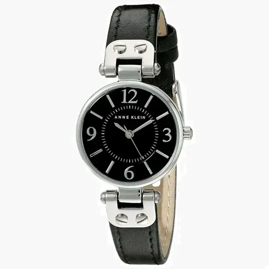 Anne Klein Women's Black Leather Bracelet Watch