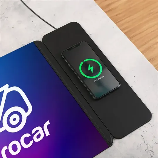Nowire™ Recycled Desk Mat with Wireless Charging Pad — view 5