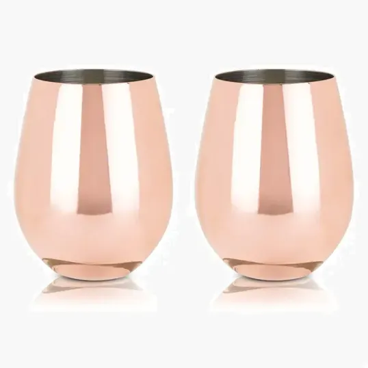 Viski Copper Stemless Wine Glasses