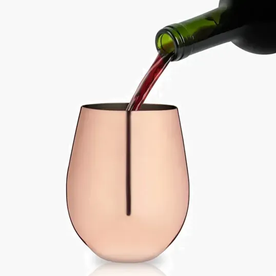 Viski Copper Stemless Wine Glasses — view 2