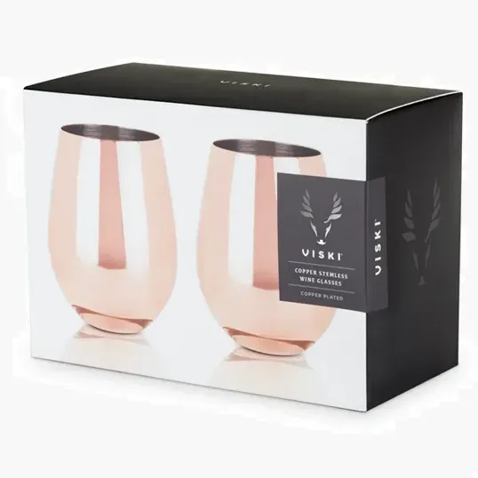 Viski Copper Stemless Wine Glasses — view 3