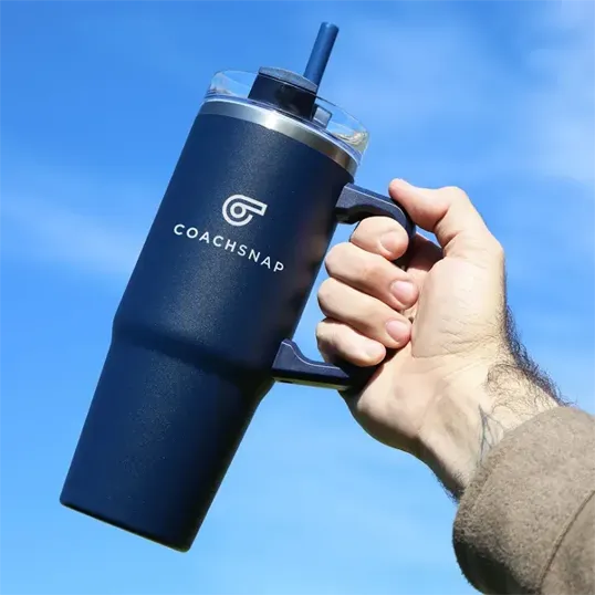 Frosty 30 Oz Stainless Steel Tumbler with Handle and Straw — view 3