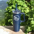 Frosty 30 Oz Stainless Steel Tumbler with Handle and Straw — view 2