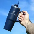 Frosty 30 Oz Stainless Steel Tumbler with Handle and Straw — view 3