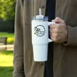 Frosty 30 Oz Stainless Steel Tumbler with Handle and Straw