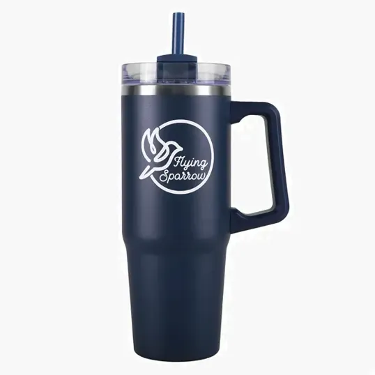 Frosty 30 Oz Stainless Steel Tumbler with Handle and Straw — view 4