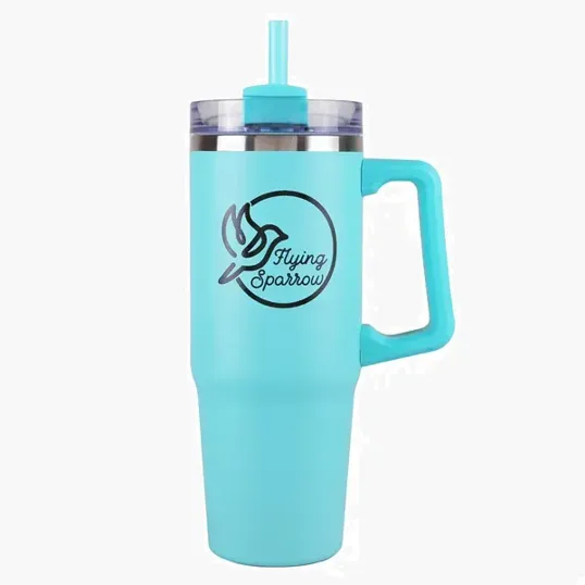 Frosty 30 Oz Stainless Steel Tumbler with Handle and Straw — view 5