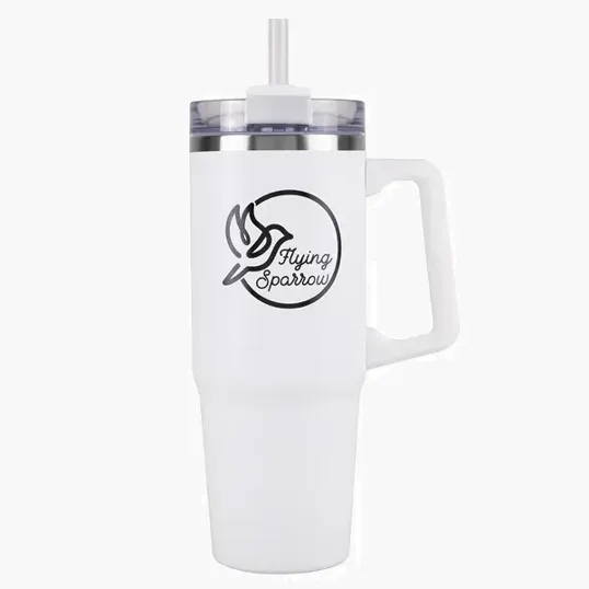 Frosty 30 Oz Stainless Steel Tumbler with Handle and Straw — view 6