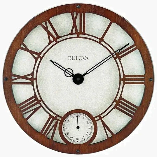 Bulova Beacon Wall Clock, Walnut Finish