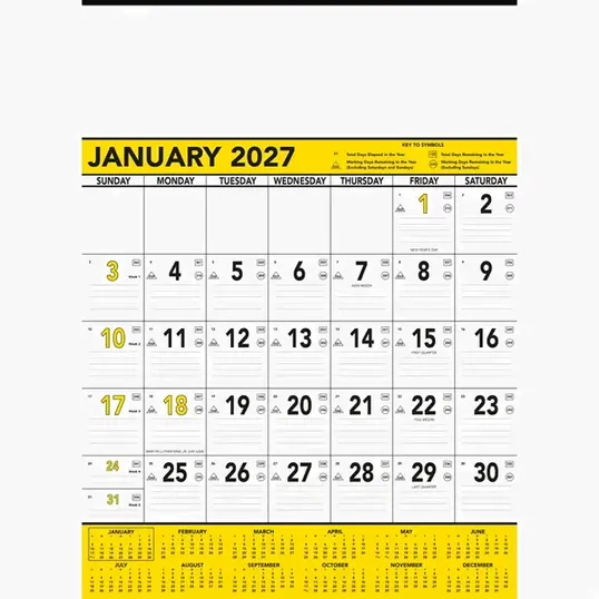 Beacon Promotions Commercial Contractor Calendar, Yellow & Black 2027 — view 2