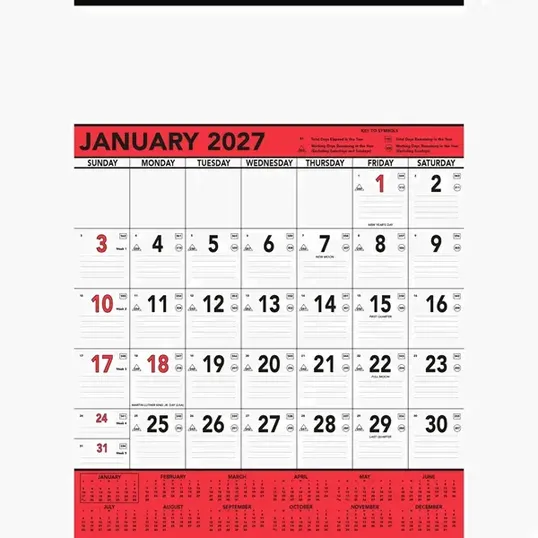 Beacon Promotions Commercial Contractor Calendar, Red & Black 2027 — view 2