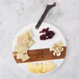 Calacatta Charcuterie Board with Acacia Wood & Leather Strap — view 2