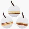 Calacatta Charcuterie Board with Acacia Wood & Leather Strap