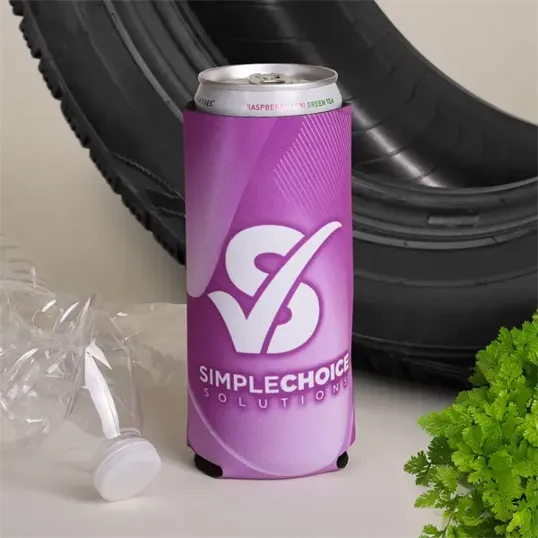 Full Color 12 oz Slim Neogreen™ Recycled Can Cooler — view 4