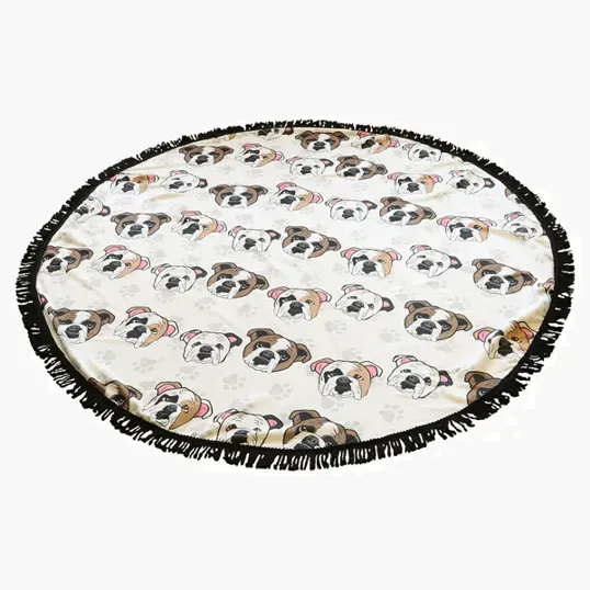 Round Microfiber Beach Towel With Fringe — view 2