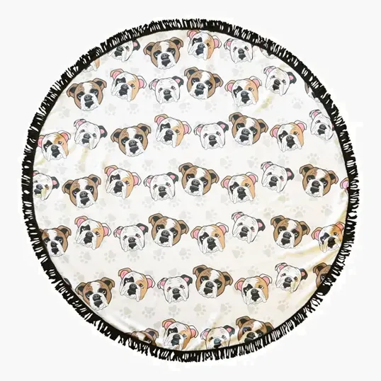 Round Microfiber Beach Towel With Fringe