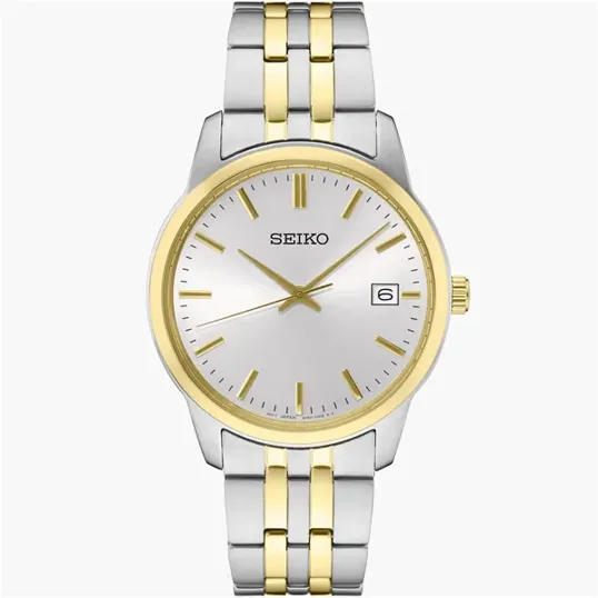 Seiko Men's Essentials Collection Two-tone Watch, White Dial