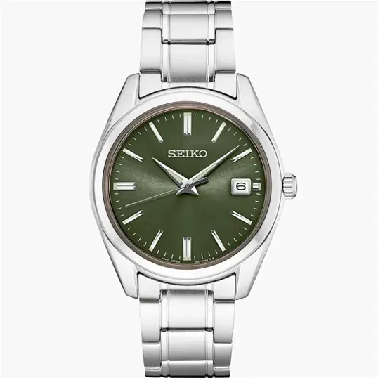 Essentials Stainless Steel Quartz Watch with Green Dial
