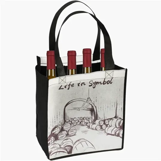 BCG Creations Laminated Full Color 6 Bottle Wine Carrier Tote