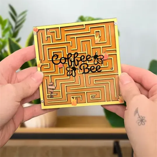 Labyrinth Layered Wood Coaster — view 3