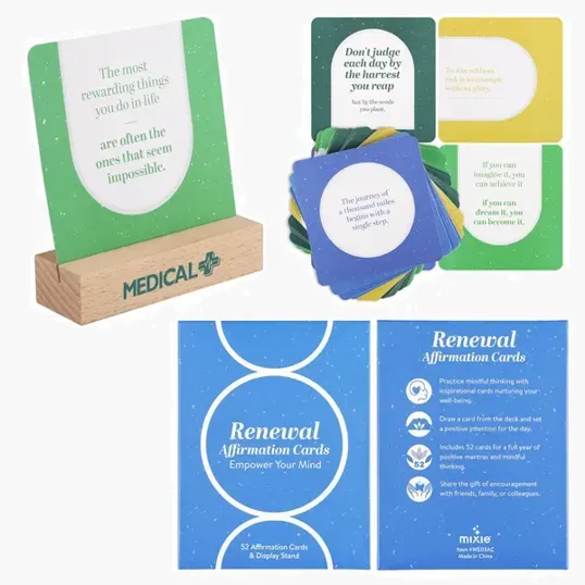 Mixie Renewal Affirmation Cards with Wood Stand
