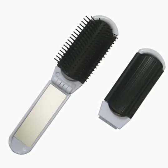 Folding Brush and Mirror with Black Tips — view 2