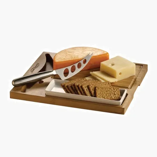 Premium Bamboo Cheese Server Set with Knife and Cracker Dish — view 2