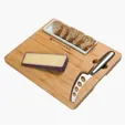 Premium Bamboo Cheese Server Set with Knife and Cracker Dish