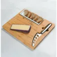 Premium Bamboo Cheese Server Set with Knife and Cracker Dish — view 4
