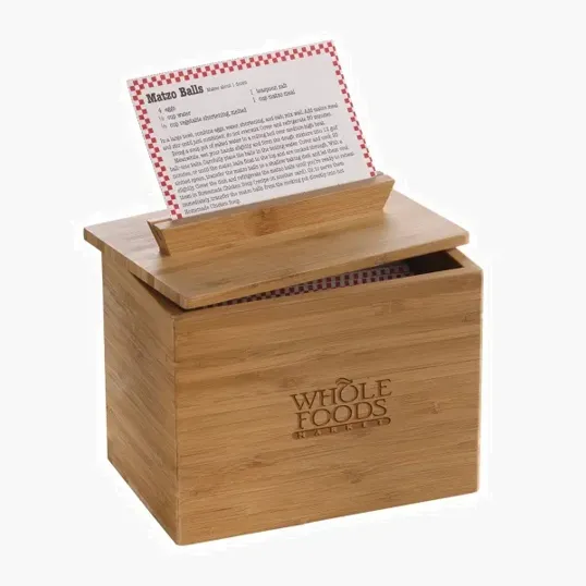 Zest Bamboo 4x6 Recipe Box with Built-In Card Stand