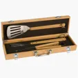 Ally Bamboo BBQ Set with Stainless Steel Utensils and Bamboo Case — view 4