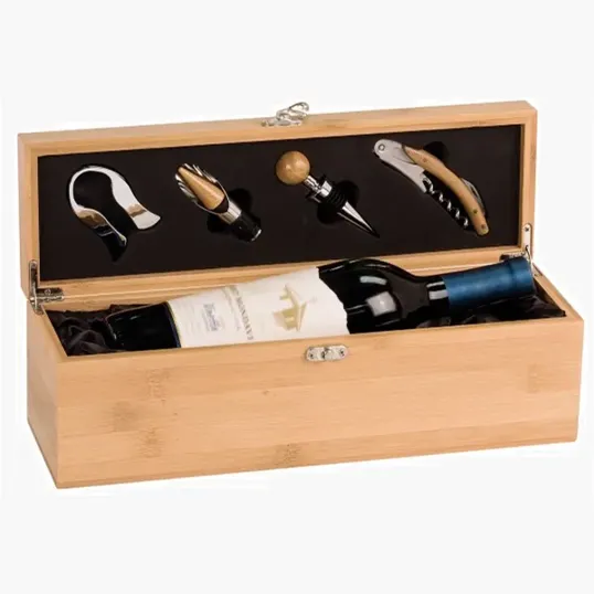Tannin Bamboo Wine Bottle Case with Corkscrew and Pourer — view 3