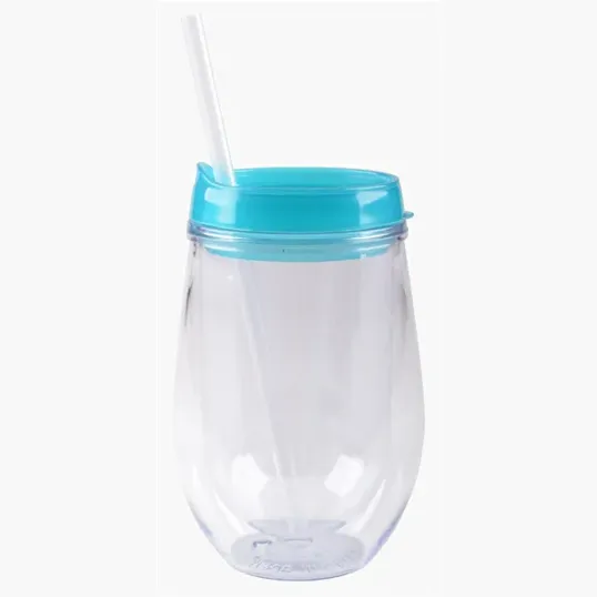 10 Oz. Bev2Go Double Wall Acrylic Tumbler with Straw — view 4