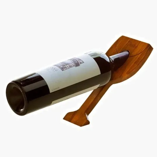 Sustainable Bamboo Gravity Wine Bottle Holder, Wine Glass Shape