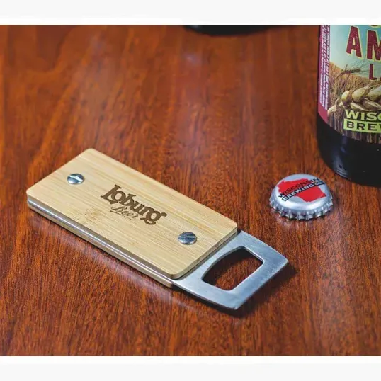 Bamboo Bottle Opener with Stainless Steel — view 2