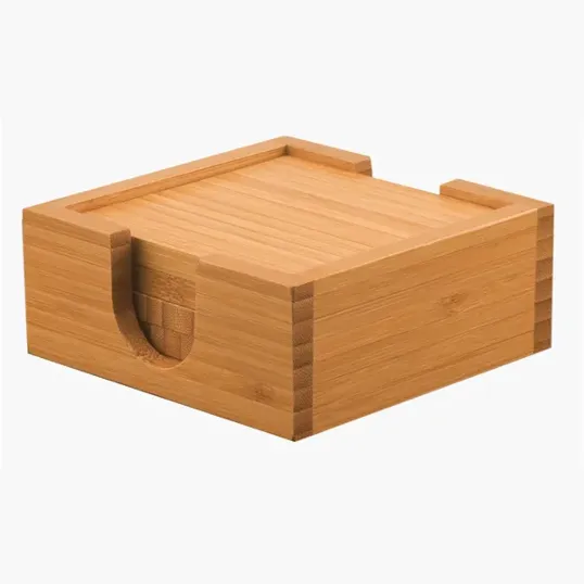 Bamboo Coaster Set with Four Coasters and Holder — view 4