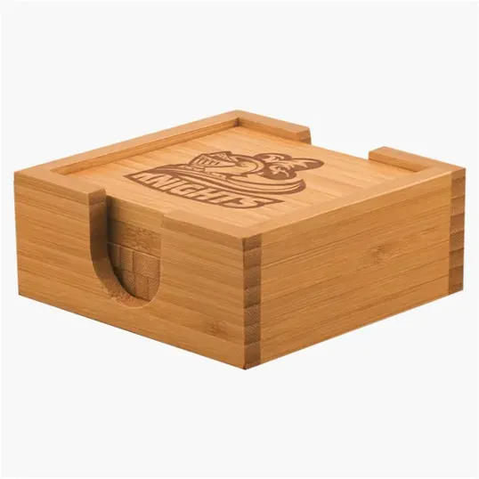 Bamboo Coaster Set with Four Coasters and Holder — view 5
