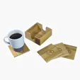 Bamboo Coaster Set with Four Coasters and Holder — view 3