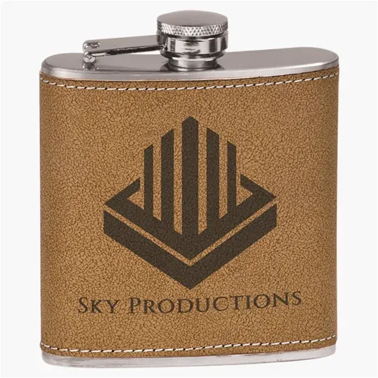 6 oz. Leather-Wrapped Stainless Steel Flask Set with Funnel