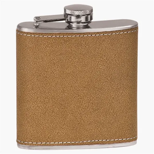6 oz. Leather-Wrapped Stainless Steel Flask Set with Funnel — view 2