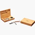 Bamboo Wine Tool Set with Opener, Pourer, Stopper and Case