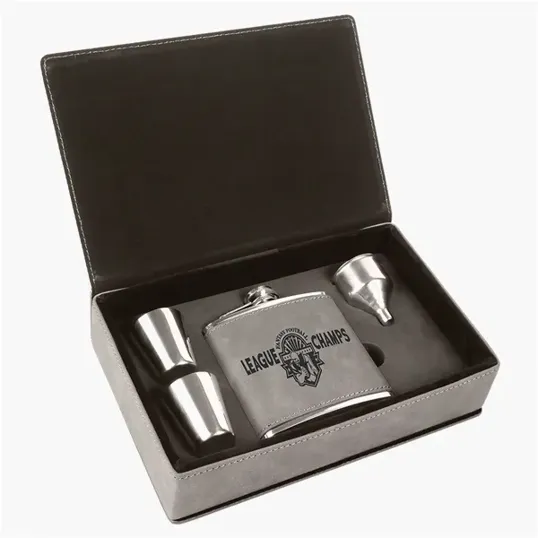 Zipline Leatherette 6 oz Flask Gift Box Set — view 8