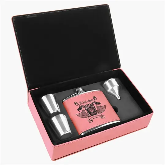 Zipline Leatherette 6 oz Flask Gift Box Set — view 9