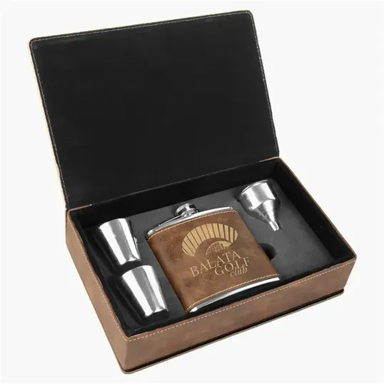 Zipline Leatherette 6 oz Flask Gift Box Set — view 10
