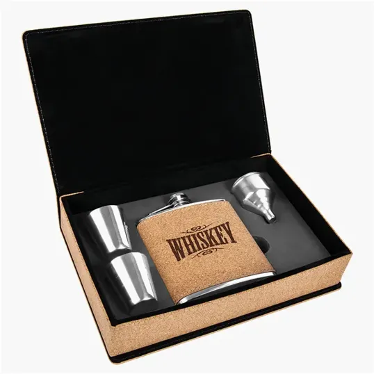 Zipline Leatherette 6 oz Flask Gift Box Set — view 13